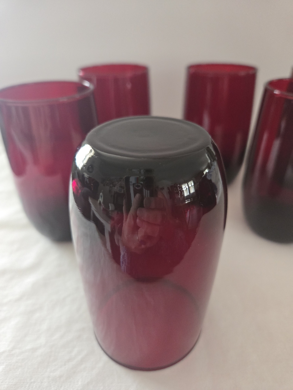 Vintage Anchor Hocking Roly Poly Ruby Red Stemless Tumblers - Set of 6 - Picture 4 of 7